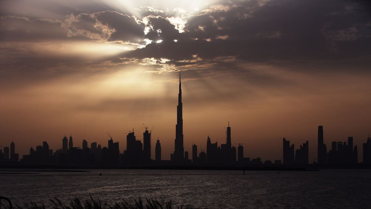 The Dubai skyline with the Burj Khalifa